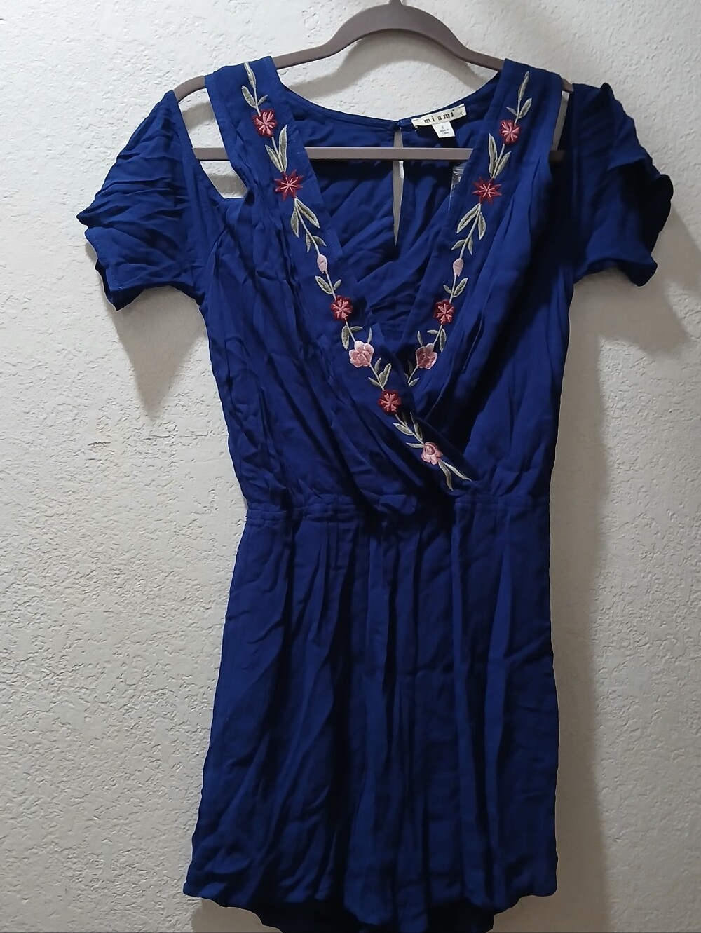 Miami Nwot S Blue Embroidered V-Neck Women’s Dress